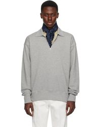 Kaptain Sunshine - グレー スビン スウェット ハーフジップ プルオーバー ポロシャツ - Lyst