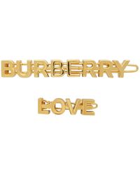 Burberry Gold Logo And Love Hair Clips - Metallic