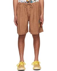 STORY mfg Mens Clothing Shorts Bermuda shorts Linen Bridge Tie-dye Bermuda Shorts in Yellow for Men 