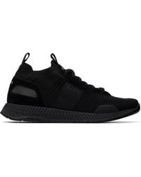 BOSS - Suede Trim Knitted Upper Sneakers - Lyst
