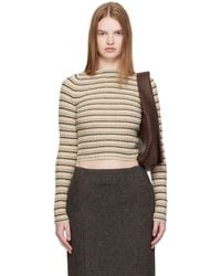 AURALEE - Shetland Wool Cashmere Rib Knit Boat-Neck Sweater - Lyst