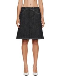 Courreges - Denim Tweed Snap Pencil Midi Skirt - Lyst