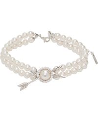 ShuShu/Tong - Yvmin Edition Double Arrow Pave Double Faux-Pearl Necklace - Lyst