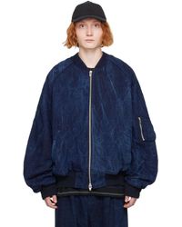 Juun.J - Oil-Washed Denim Bomber Jacket - Lyst