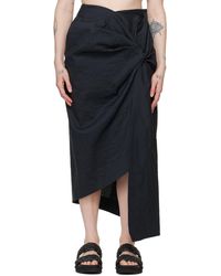Issey Miyake - Jupe midi noire à ornement noué - Lyst