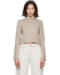 MM6 by Maison Margiela - Taupe Knitted Turtleneck - Lyst