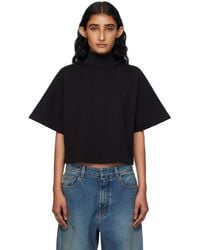 Alaïa - Ribbed Cotton High Neck T-Shirt - Lyst