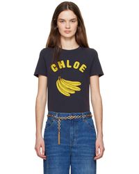 Chloé - ネイビー ベビーフィット ロゴ Tシャツ - Lyst