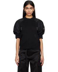 Sacai - Black Paneled Sweater - Lyst