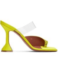 AMINA MUADDI - Yellow Paloma Crystal Slipper Heeled Sandals - Lyst
