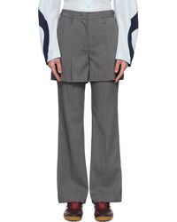 OPEN YY - Pantalon Gris À Empiècement Superposé - Lyst