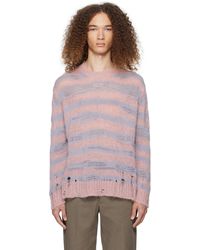 Acne Studios - Pink & Purple Distressed Stripe Sweater - Lyst