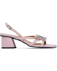 Ganni - Pink Butterfly Strass Heeled Sandals - Lyst