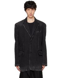 Feng Chen Wang - ブラック パネル デニム テーラードジャケット - Lyst