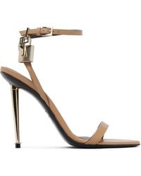 Tom Ford - Shiny Padlock Pointy Naked Heeled Sandals - Lyst