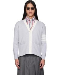 Thom Browne - Crest Intarsia Jacquard 4-Bar Rugby Fit Cardigan - Lyst