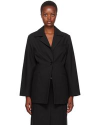 Ganni - Black Notched Lapel Blazer - Lyst