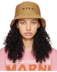 Marni - Tan Embroidered Bucket Hat - Lyst