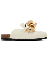 JW Anderson - Off- Chain Loafer Leather Mules - Lyst