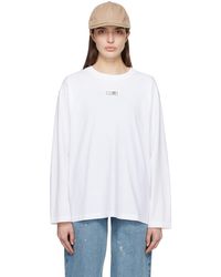 MM6 by Maison Martin Margiela - T-shirt à manches longues blanc à logo numérique - Lyst