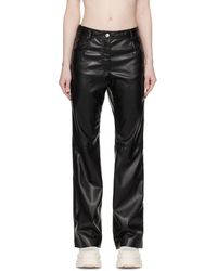 MSGM - Black Paneled Faux-leather Trousers - Lyst