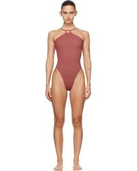 Hunza G - Burgundy Jasmine Tonal Hoop Swimsuit - Lyst