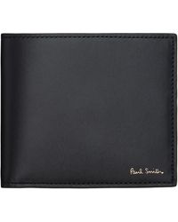 Paul Smith - Portefeuille À Deux Volets Noir En Cuir À Rayures Emblématiques - Lyst