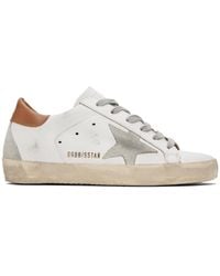 Golden Goose - Ssense Exclusive White & Brown Super-star Sneakers - Lyst