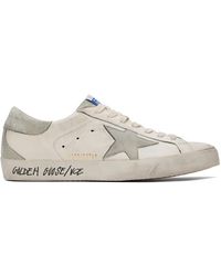Golden Goose - White & Gray Super-star Suede Sneakers - Lyst