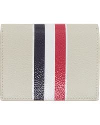 Thom Browne - Off- Pebble Grain Rwb Stripe Double Card Holder - Lyst