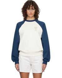 Ami Paris - Off- & Cotton Knitted Ami De Coeur Sweatshirt - Lyst