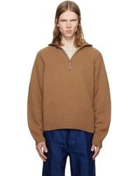 Tom Ford - Tan Cashmere Wool Half Zip Sweater - Lyst
