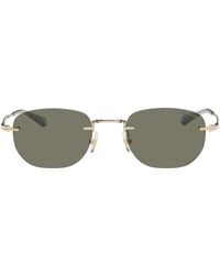 Montblanc - Gold Rectangular Sunglasses - Lyst