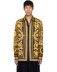 Versace - Chemise Noir Et Doré En Soie À Motif Barocco - Lyst