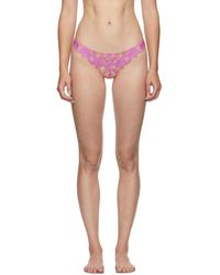 Fleur du Mal Pink Lace Lily Thong