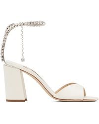 Jimmy Choo - Sandales À Talon Bottier 85 Blanches À Chaine Saeda - Lyst