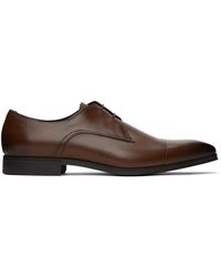 BOSS - Chaussures oxford brunes à logo gaufré - Lyst