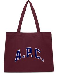 A.P.C. - Cabas Diane Bourgogne À Logo De Style Collégial - Lyst
