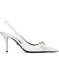 Versace - White Gianni Ribbon Mid Slingback Heels - Lyst