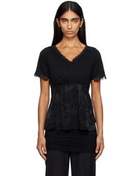 MM6 by Maison Martin Margiela - Cotton Jersey & Lace T-Shirt - Lyst