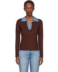 Rag & Bone - Burgundy Natalia Colorblock Long Sleeve Polo - Lyst