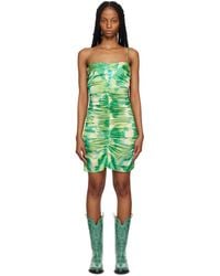 Ganni - Ssense Exclusive Green Minidress - Lyst