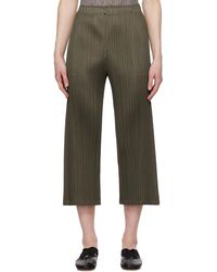 Pleats Please Issey Miyake - Khaki Monthly Colors March Trousers - Lyst