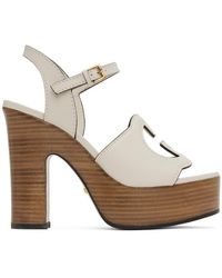 Gucci - Off-white Interlocking G Heeled Sandals - Lyst