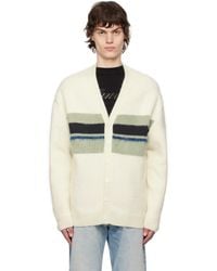 Lanvin - Off- & Striped Brushed Mohair Cardigan - Lyst