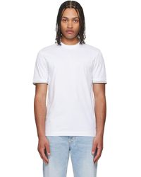 BOSS - Cotton-Jersey Signature-Stripe Cuffs T-Shirt - Lyst