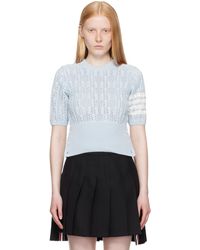 Thom Browne - ブルー 4-Bar ポインテール ケーブル ステッチ トップス - Lyst