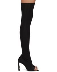 Victoria Beckham - Black Peep Toe Stretch Jersey Boots - Lyst