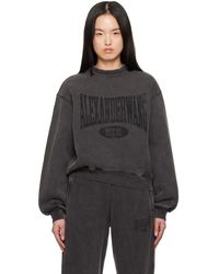 T By Alexander Wang - Pull Molletonné Noir À Logo Et À Effet Usé - Lyst