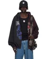 Vetements - Pull À Capuche Surdimensionné Noir Et Bourgogne À Glissière - Lyst
